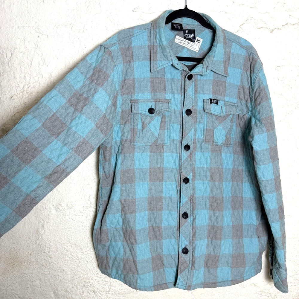 VTG Lost Mens Y2K Quilted Flannel Shirt Jacket Size XL Plaid Surf Skate Shacket
